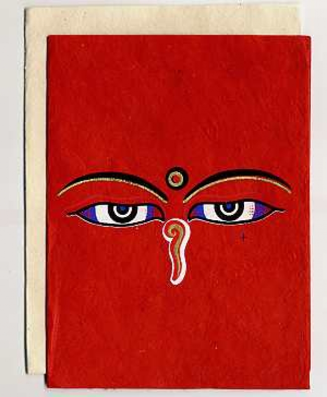 Briefkarte Buddhas Eyes Rot