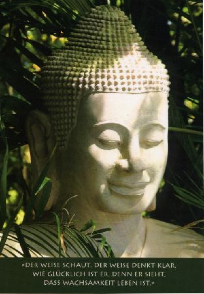 Postkarte Buddhas  mit Zitat Der Weise schaut