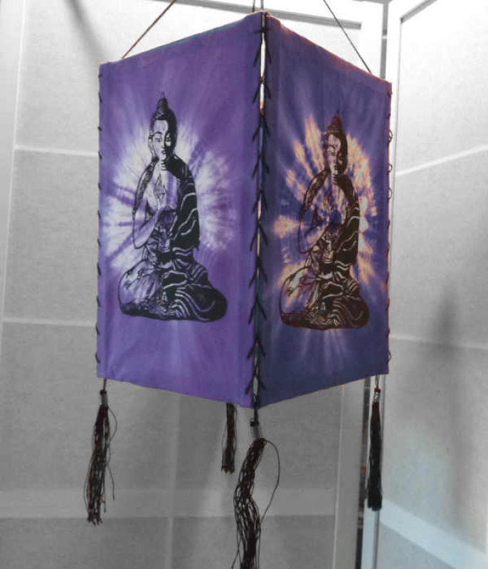 Lampenschirm Buddha  Baumwolle Batik violett
