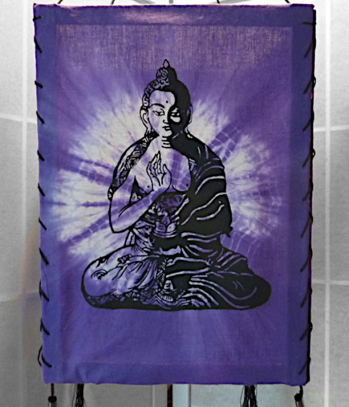 Lampenschirm Buddha  Baumwolle Batik violett