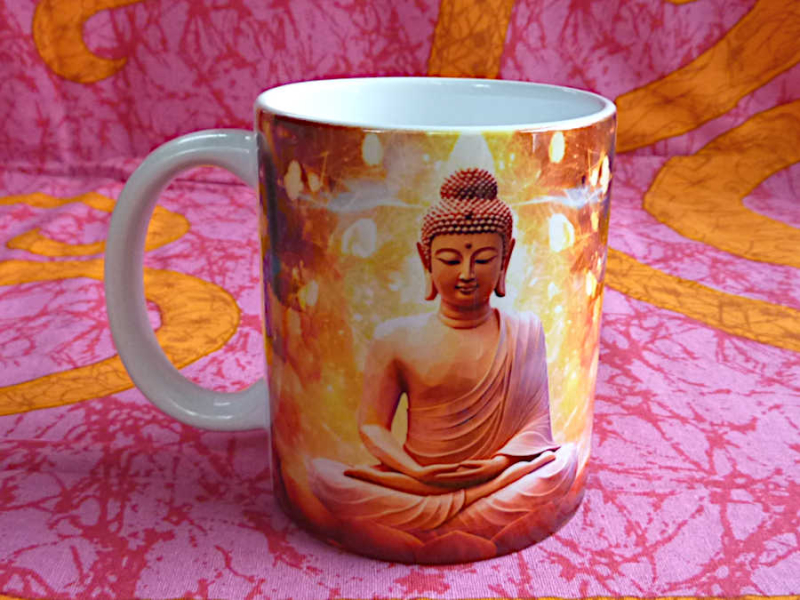 Buddha Tasse Orange, Gelb, Braun