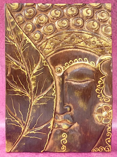 Wandrelief meditierender Buddha Holz