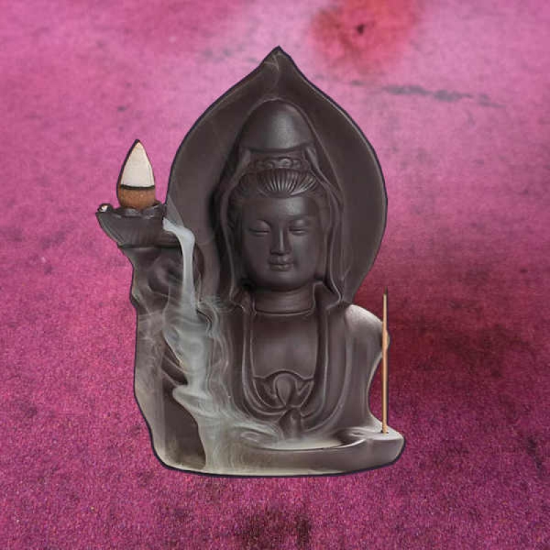 Buddha Räucherwasserfall Rückfluss-Kegelhalter schwarz