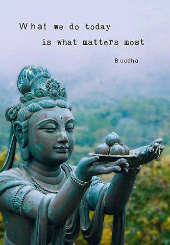 Postkarte mit Budda-Zitat "what we do today"