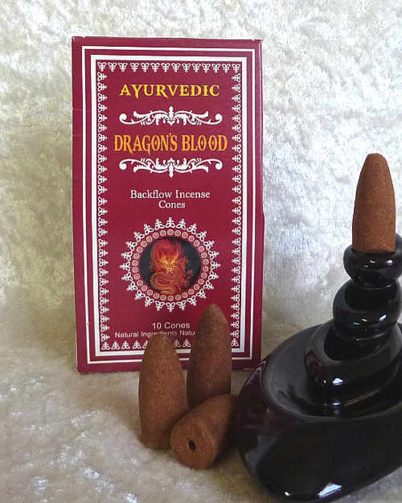 Drachenblut Dragonsblood Rückfluss Wasserfall Räucherkegel Ayurvedisch