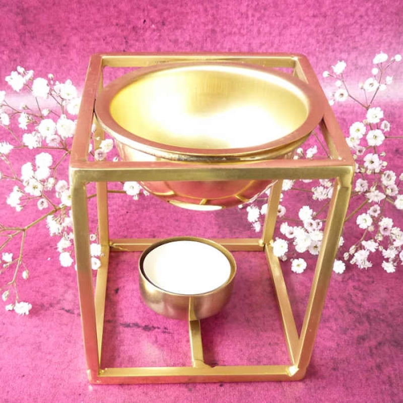 Elegante Duftlampe aus Messing - Aromalampe Wachsschmelzer