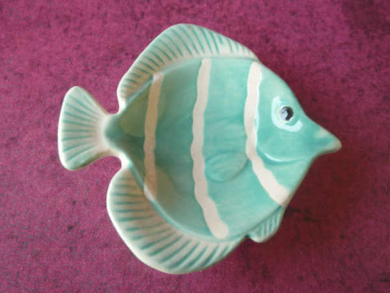 Fisch-Schälchen türkis für kleine Seifen Keramik