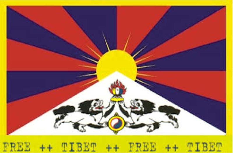 Postkarte  Free Tibet mit tibetischer Nationalflagge