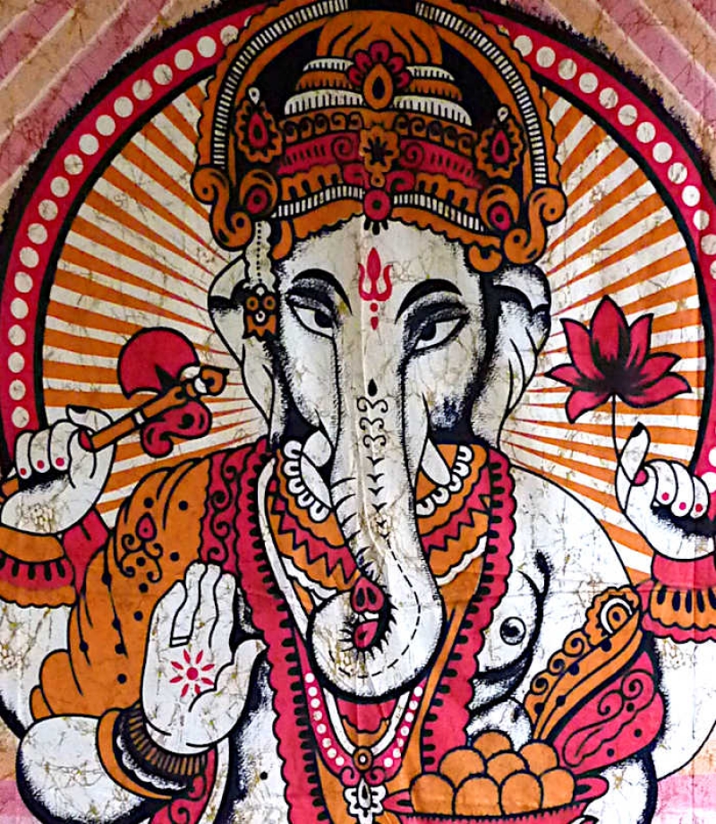 Wandtuch Wandbehang Batik Ganesha rot