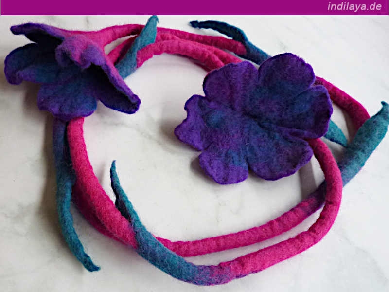 Blütengirlande Filz pink blau türkis