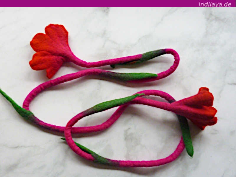 Blütengirlande Filz orange pink