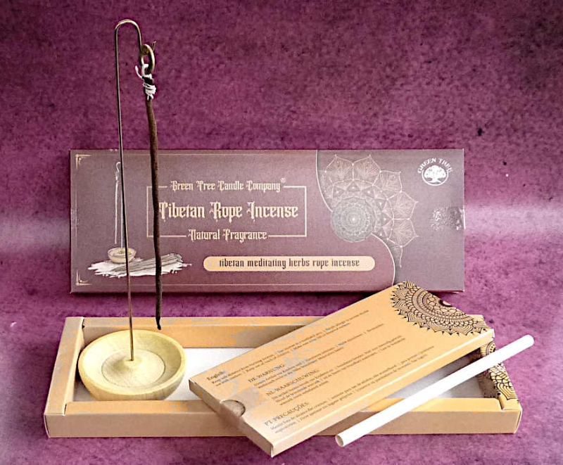 Hochwertiges Geschenkset "meditating herbs" Tibetische Räucherseile und Halter