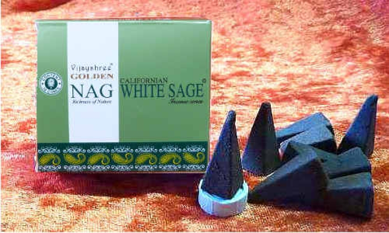 Golden Nag Californian White Sage, Weisser Salbei Räucherkegel  Vajayshree