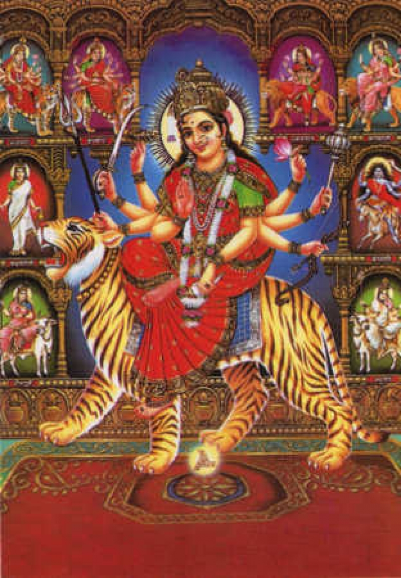 Indische Postkarte Hindu Göttin Durga