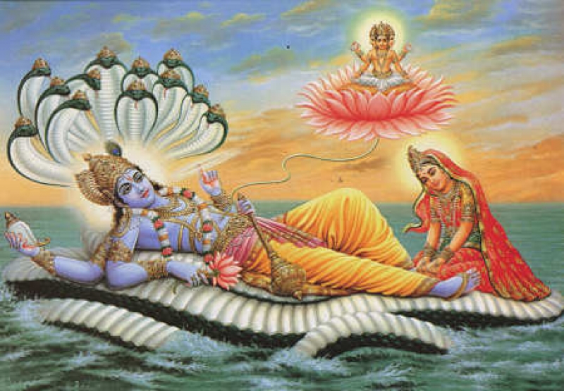 Indische Postkarte  Vishnu & Laxmi