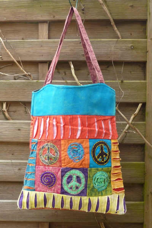 Indische Stofftasche Patchwork Peace