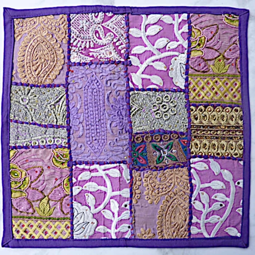 Violetter indischer Patchwork-Kissenbezug