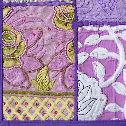 Violetter indischer Patchwork-Kissenbezug