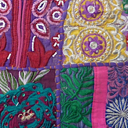 Violetter indischer Patchwork-Kissenbezug