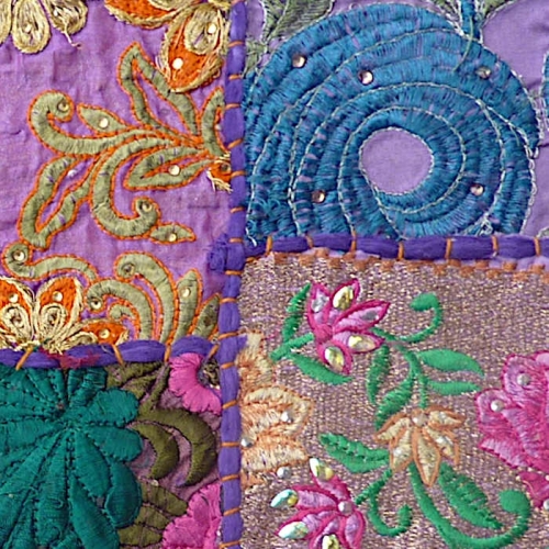 Violetter indischer Patchwork-Kissenbezug