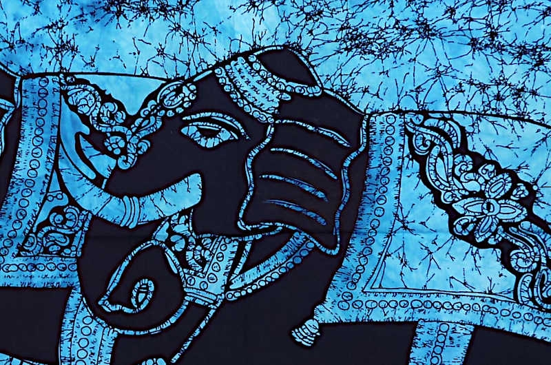 Blauer Wandbehang Dekotuch  Elefantenparade