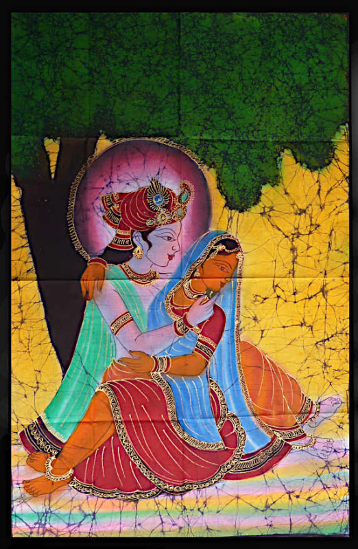 Krishna Radha Indischer Wandbehang Dekotuch