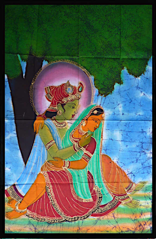 Krishna Radha Indischer Wandbehang Dekotuch