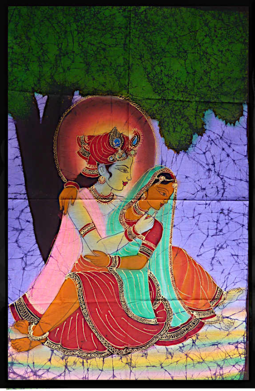 Krishna Radha Indischer Wandbehang Dekotuch