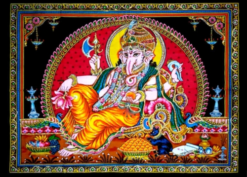 Ganesha Indischer Wandbehang quer