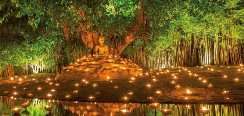 Panoramapostkarte  Lamps for Budda  11x23cm