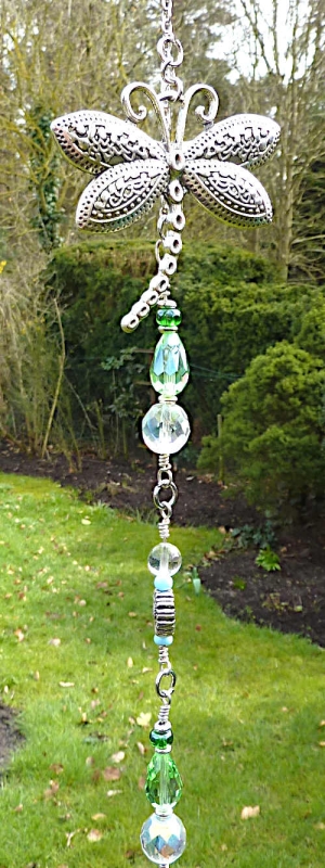 Suncatcher Gartenteich mit Libelle, Frosch und Kristallsonne   73cm