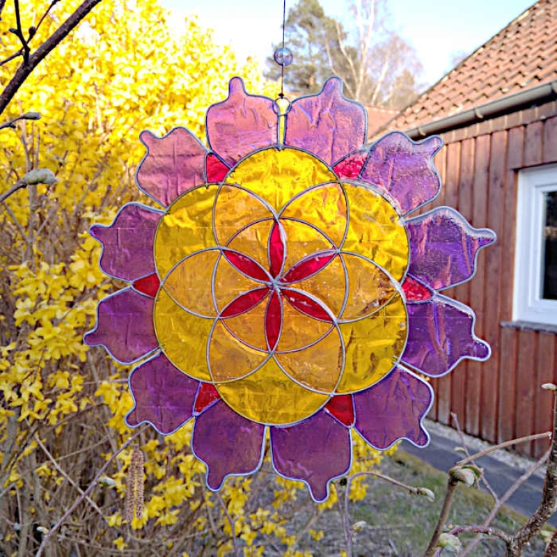 Lotus Mandala Mobile Suncatcher mit Saat des Lebens