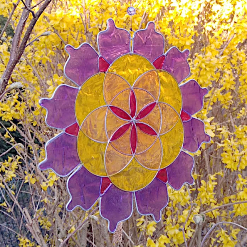Lotus Mandala Mobile Suncatcher mit Saat des Lebens