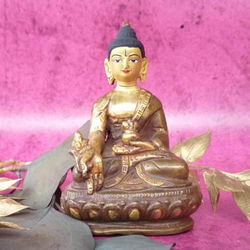 Buddha Buddhafigur Medizinbuddha  Kupfer vergoldet 8,5cm
