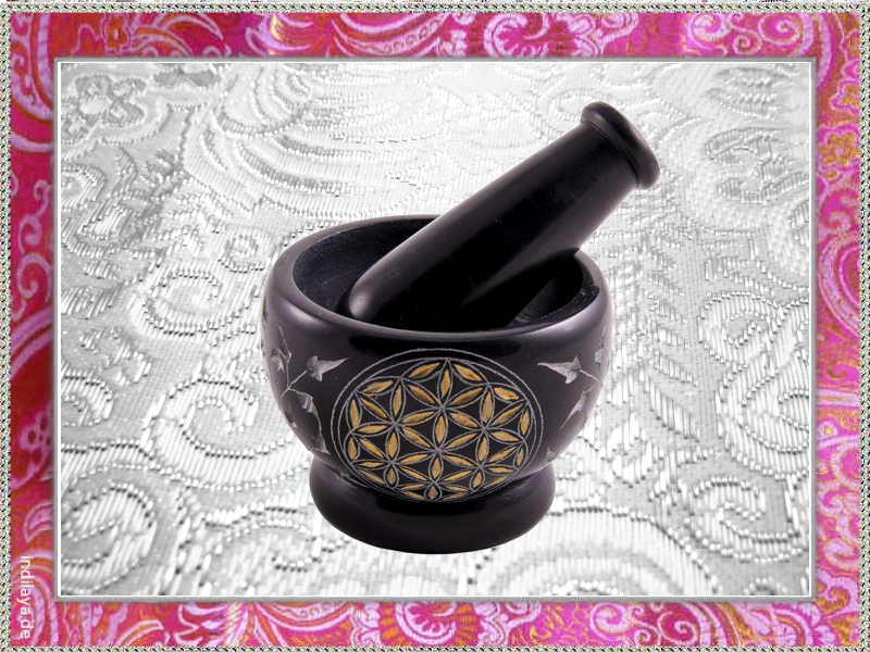 Mörser mit Stößel Blume des Lebens