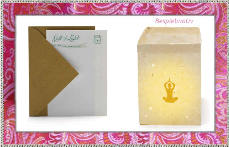 Briefkarte Herz mit Windlicht aus hangeschöpftem Nepal-Papier