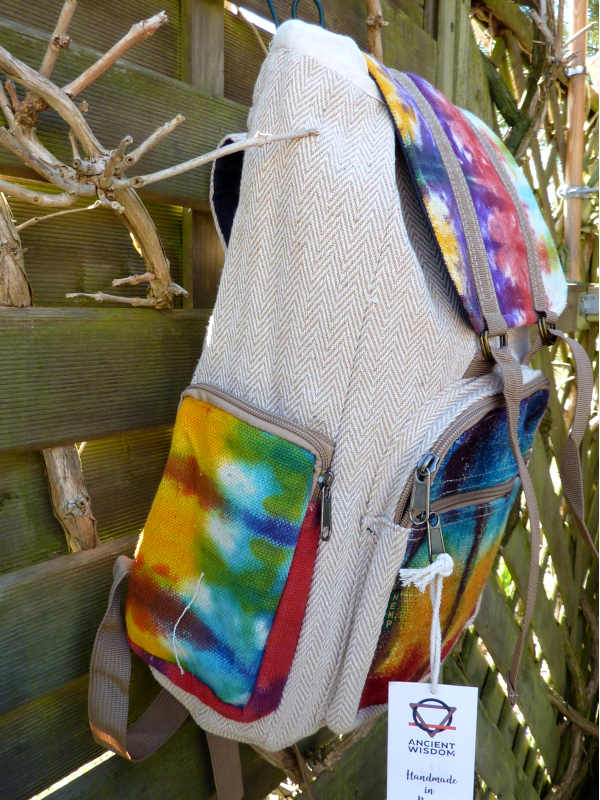 Hochwertiger Hanf Rucksack Batik aus Nepal