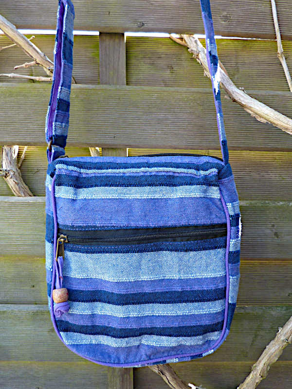 Indische Umhängetasche Streifen Blautöne