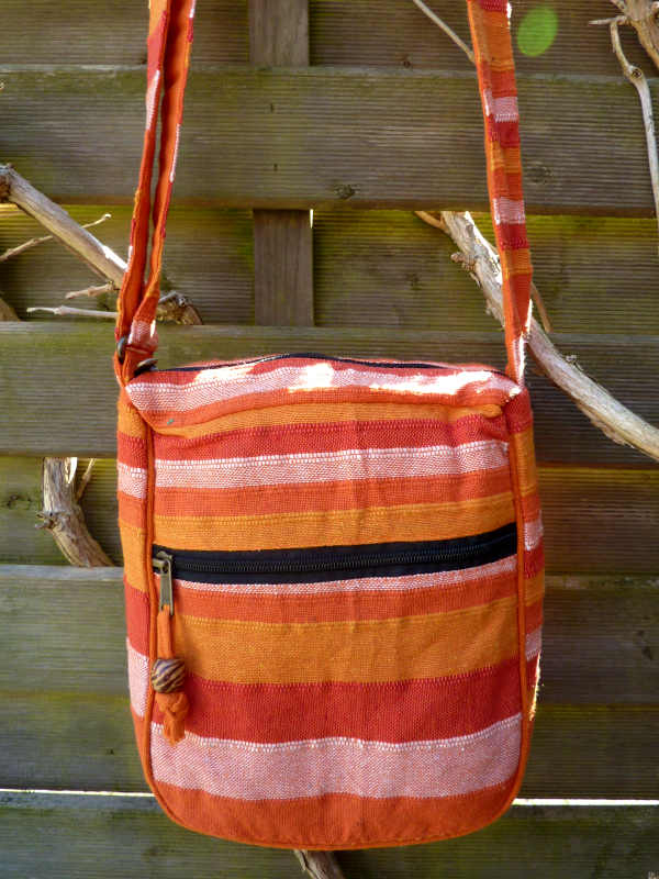 Indische Umhängetasche Streifen Orange