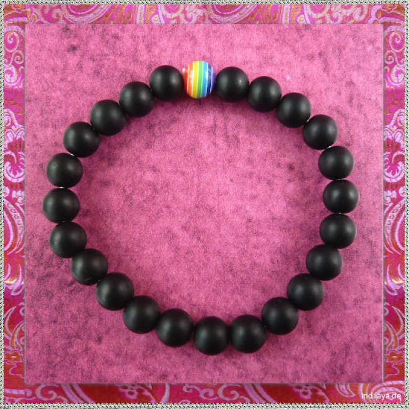 Pace Perlen Armband schwarzer Obsidian und Regenbogenperle