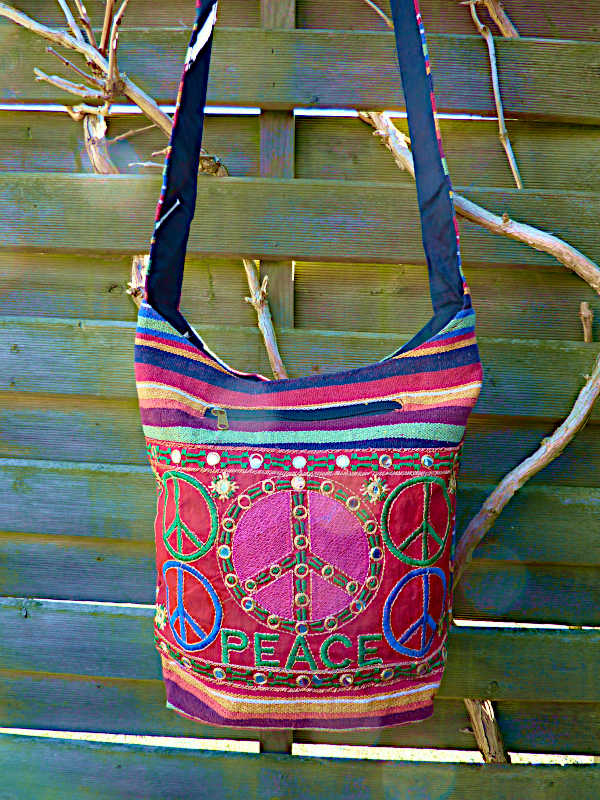 Indische Umhängetasche Rot-Bunt