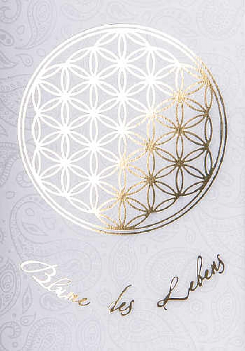 Postkarte Blume des Lebens weiss-gold