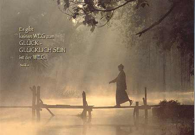 Postkarte mit Budda-Zitat "Weg zum Glück"