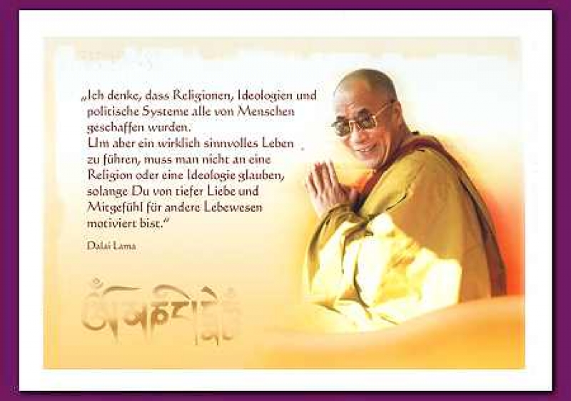 Postkarte - Dalai Lama Religionen mit einem Zitat