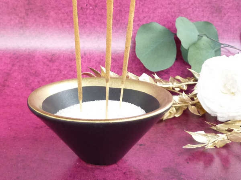 Räucherschale schwarz-gold, Keramik