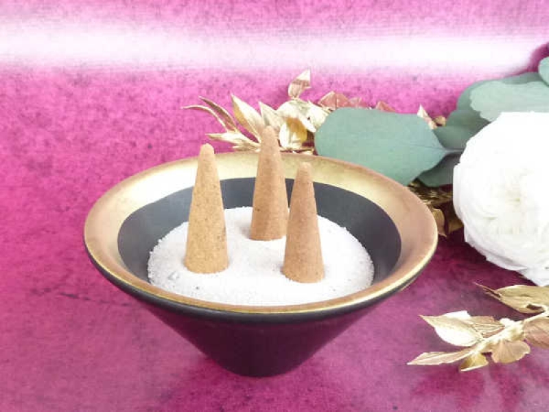 Räucherschale schwarz-gold, Keramik