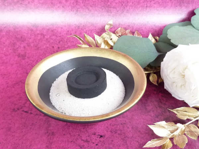 Räucherschale schwarz-gold, Keramik