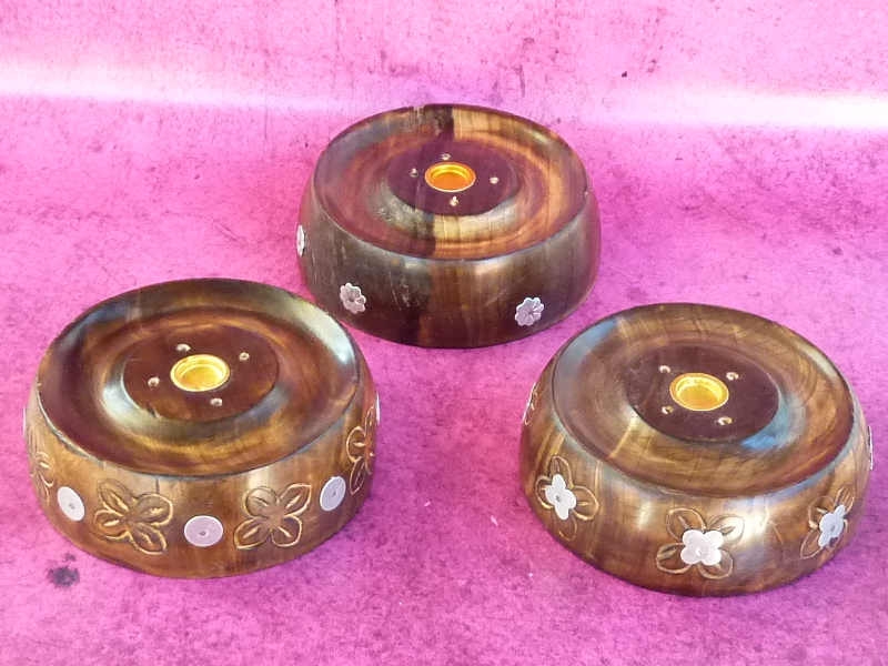 Holz-Halter rund für Räucherstäbchen & Räucherkegel