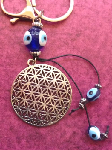 Schlüsselanhänger Blume des Lebens Nazar Boncugu das Schützende Auge