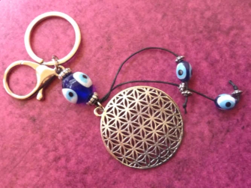 Schlüsselanhänger Blume des Lebens Nazar Boncugu das Schützende Auge